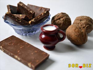 Орехи, шоколад и молоко